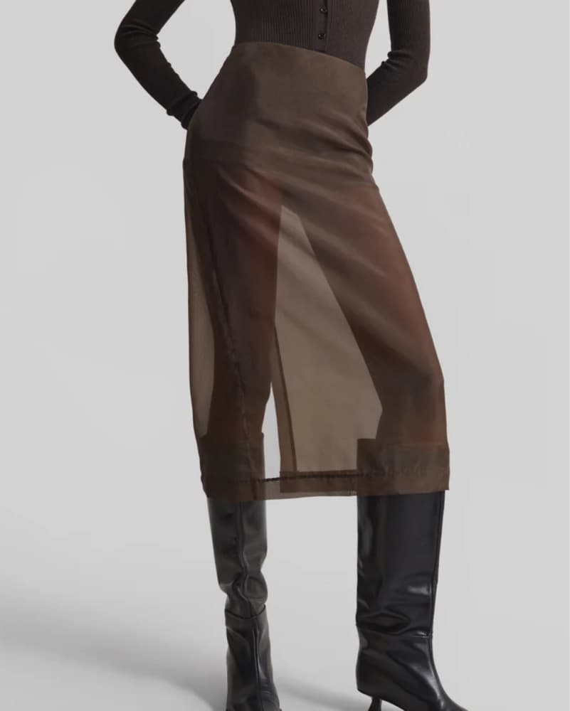 Brown Sheer Midi Skirt - Image 1