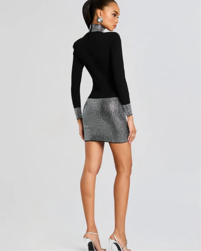 Chic Monochrome Cocktail Dress - Image 4