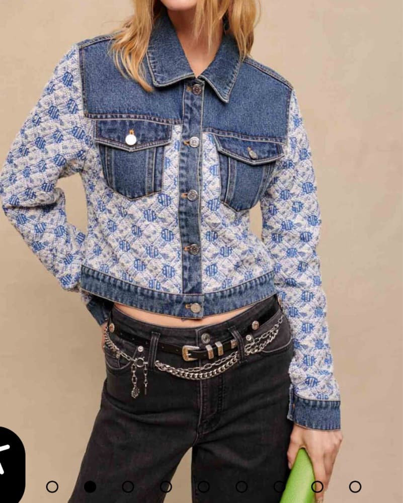 Maje Denim and Lace Patchwork Jacket - Image 3