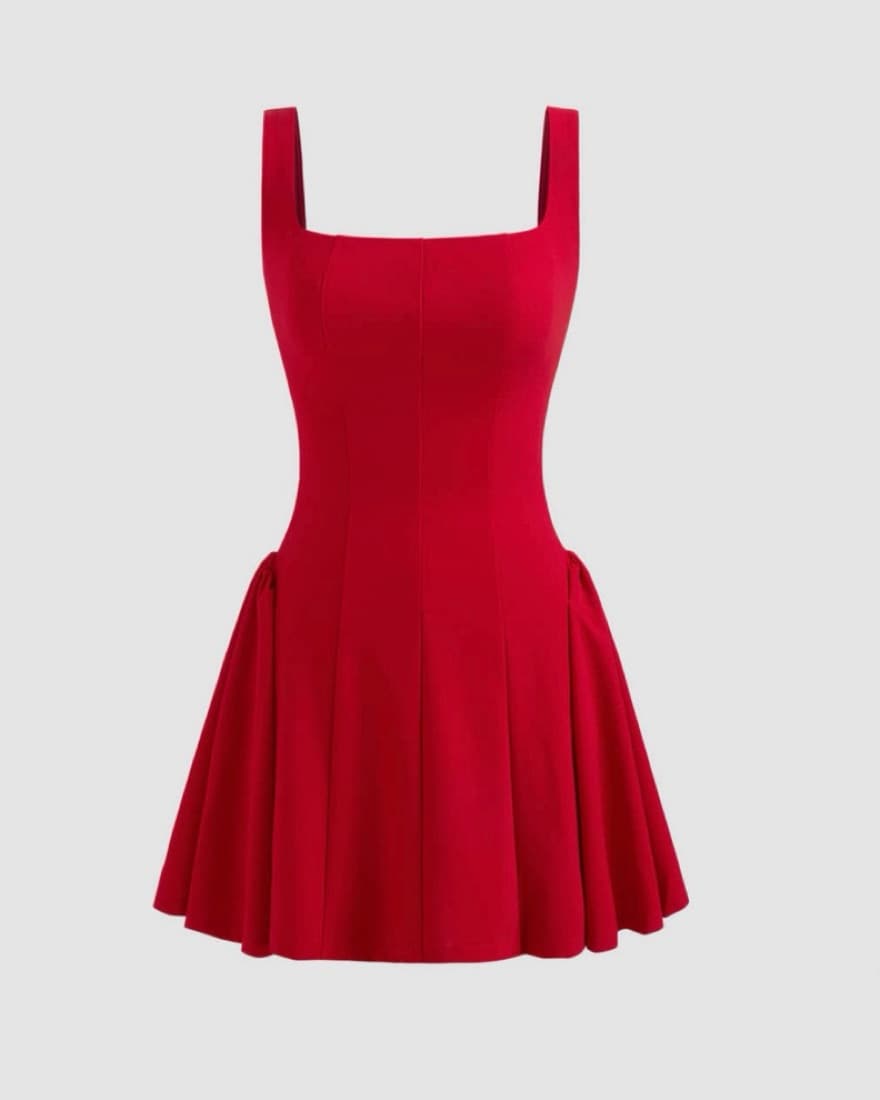 Red Flare Mini Dress - Image 3