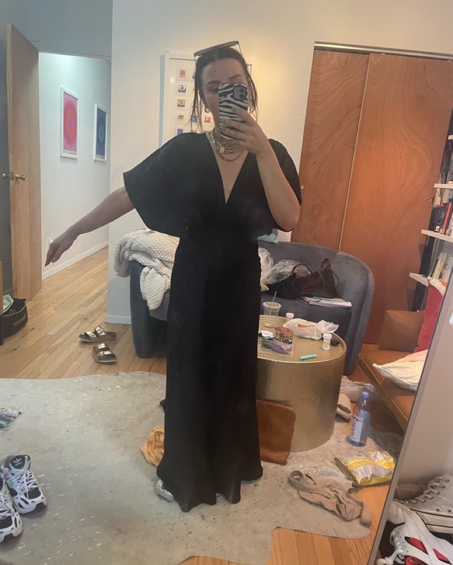 BHLDN by Anthropologie Black Satin Dress - Image 3