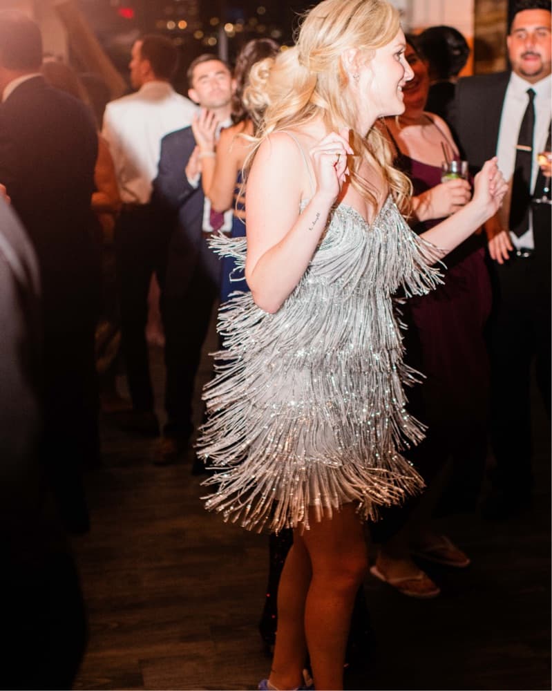 Revolve mini Silver Sequin fringe Dress  - Image 2