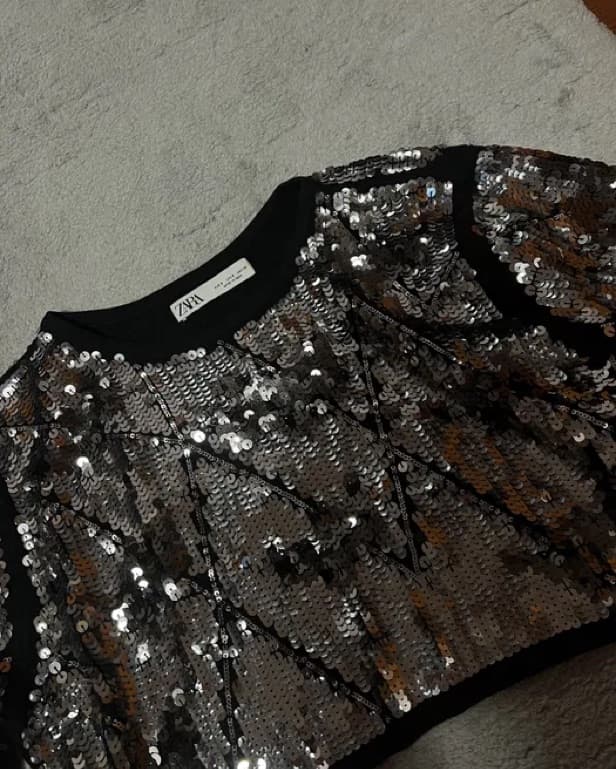 Sparkling Sequin Cropped Sweater  - Image 2