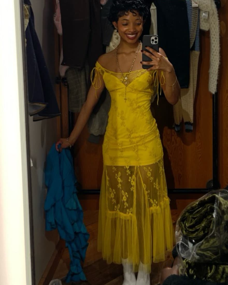 Vibrant Yellow Lace Maxi Dress - Image 1