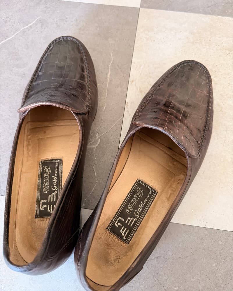 Vintage Italian Leather Croc Loafers - Image 3