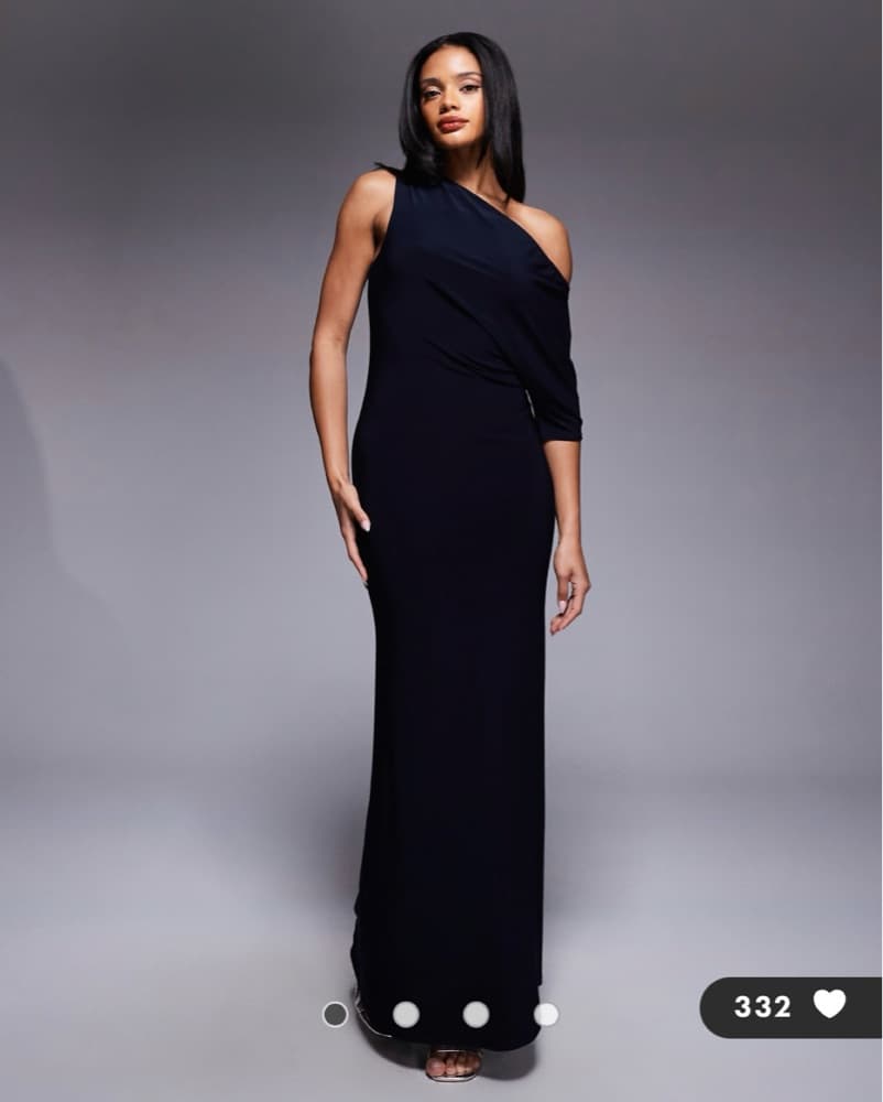 ASOS One-Shoulder Navy Gown - Image 2