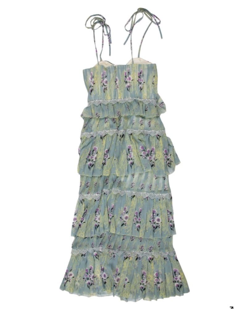 Self-Portrait Floral Tiered Midi Dress - Image 3