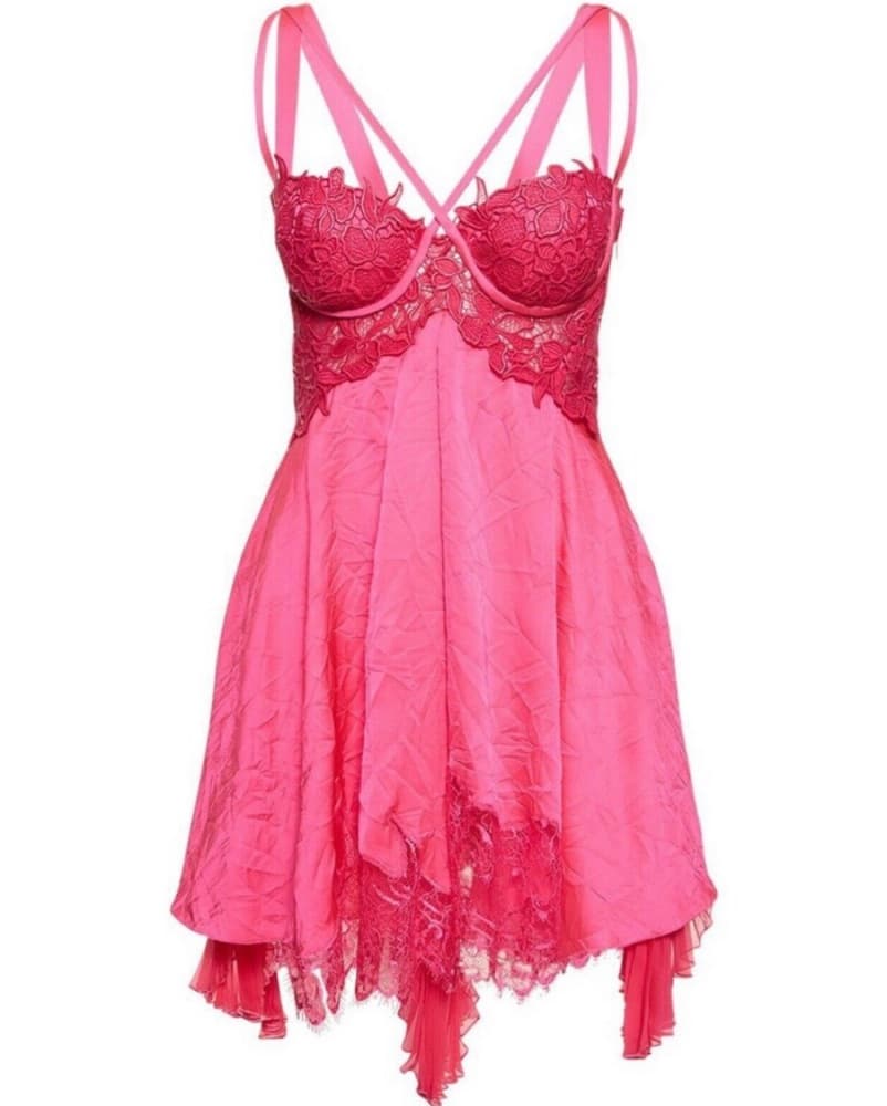 Versace Runway Pink Lace Cocktail Dress - Image 3