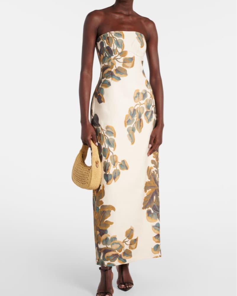 Floral Print Strapless Maxi Dress - Image 1