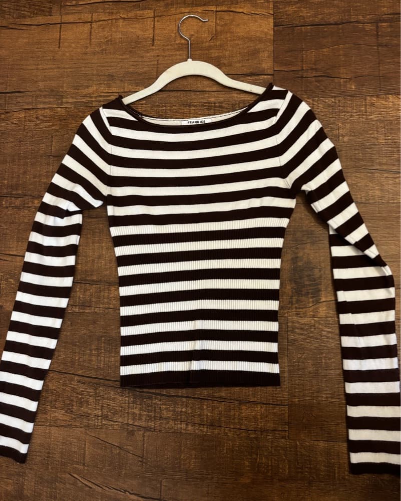 Frankies Bikinis Striped Knit Sweater - Image 2