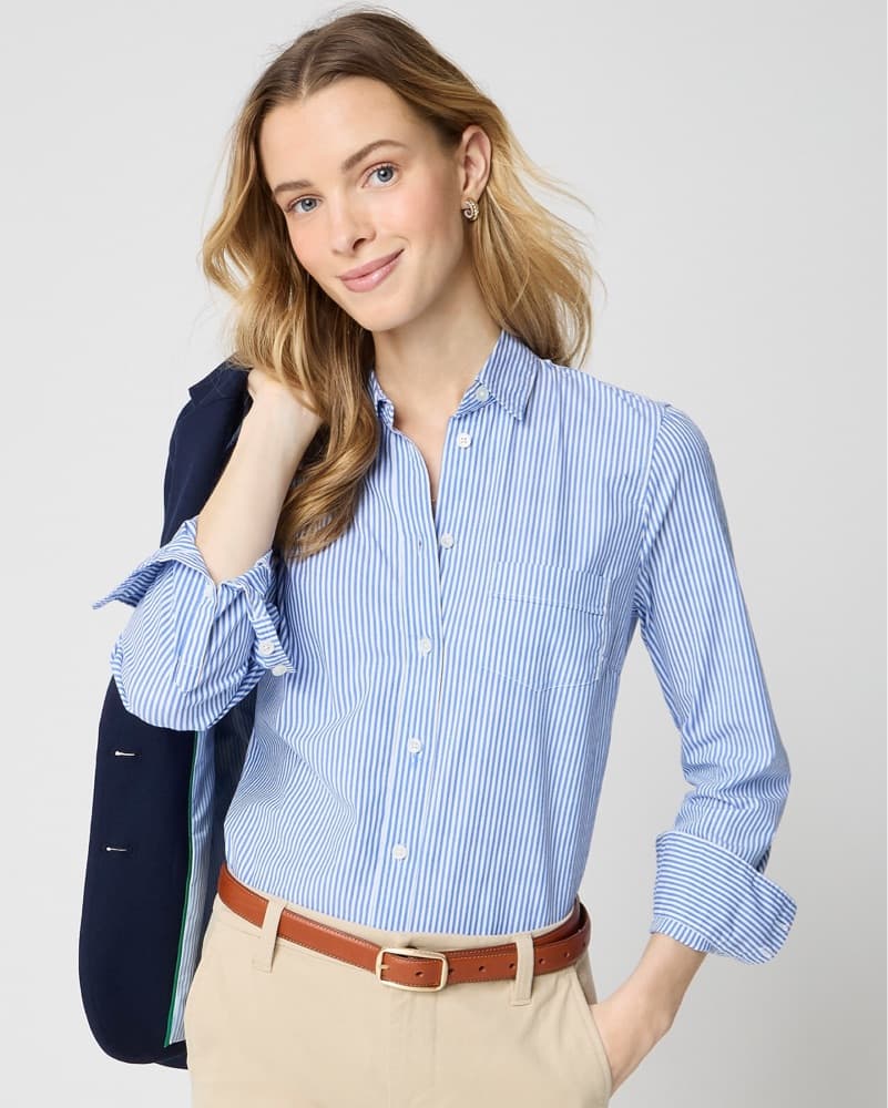 J Crew Blue/White Striped Button Down  - Image 1