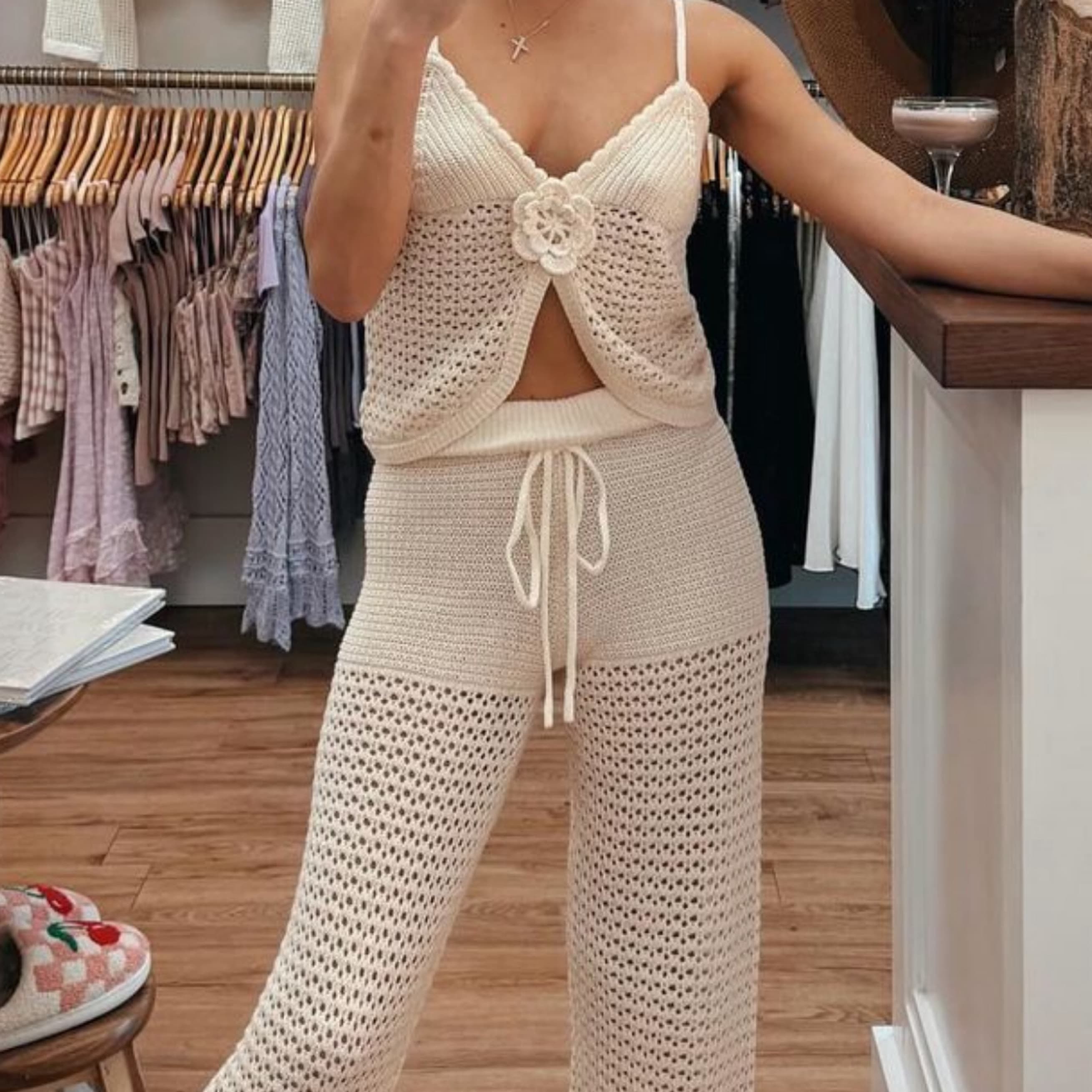 Beige Crochet Two Piece Set NWT - Image 1