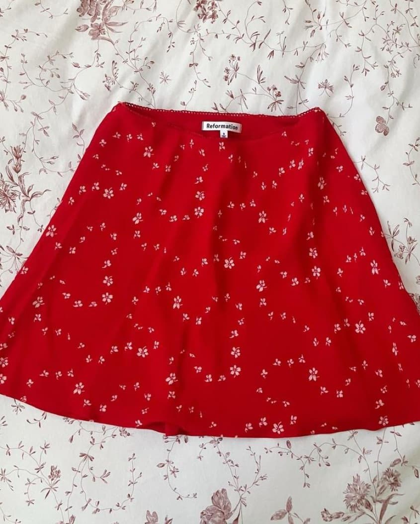 Reformation Red A Line Mini Skirt - Image 2