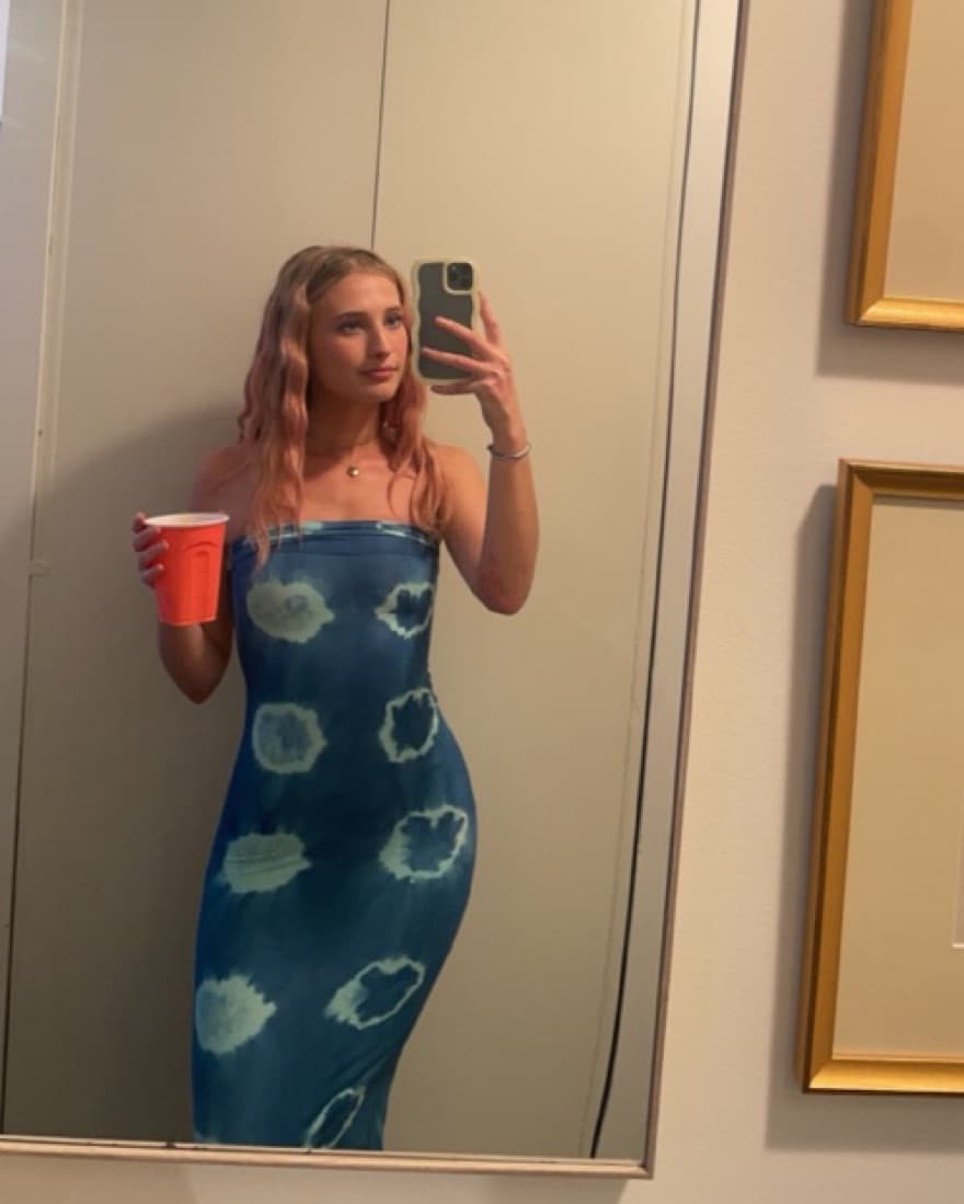 Bodycon Blue Tie-Dye Dress  - Image 2