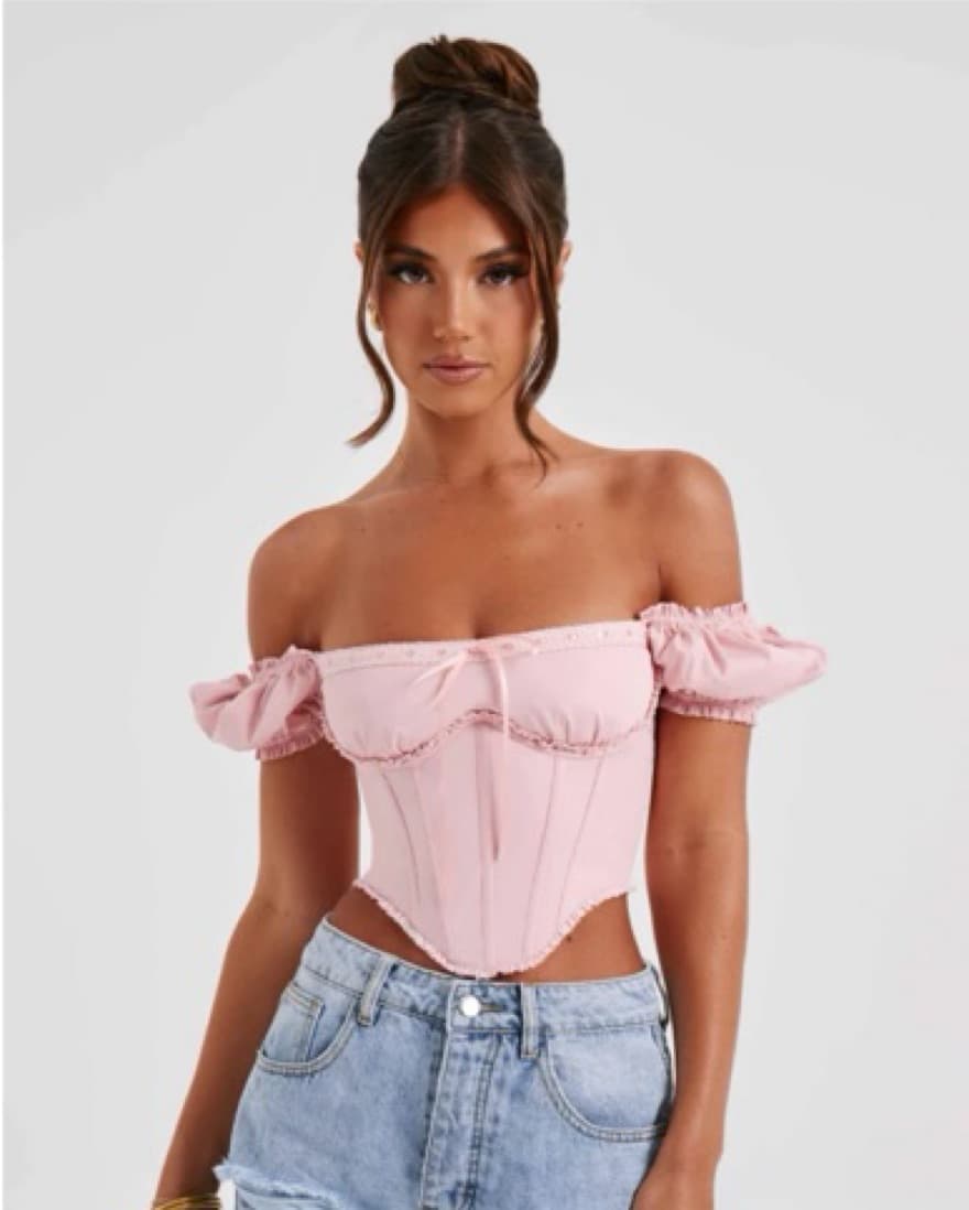 Blush Pink Milkmaid Corset Top - Image 5