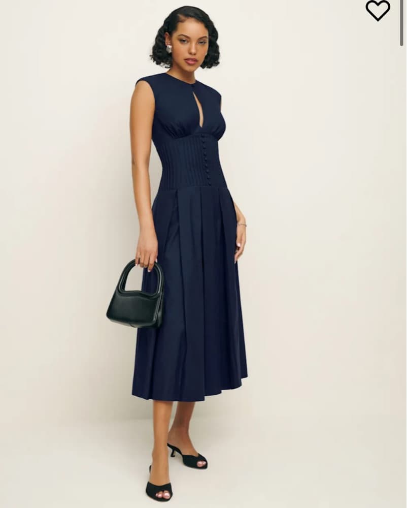 Reformation Renaie Dress Elegant Navy  - Image 3