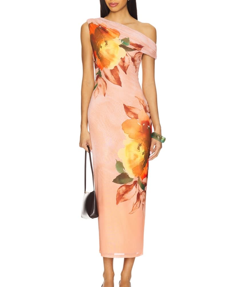 Pink Floral Off The Shoulder Dress - Image 1