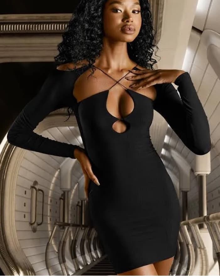 Oh Polly Cut Out Long Sleeve Mini Dress - Image 1