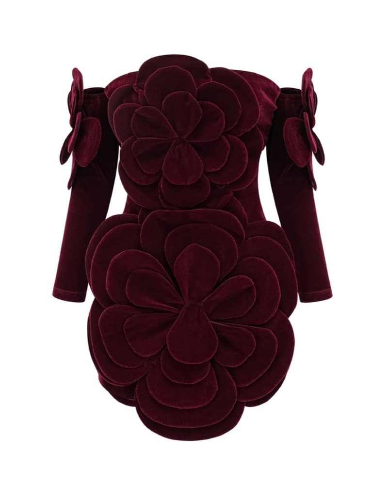 Azura Red Floral Appliqué Mini Dress - Image 4