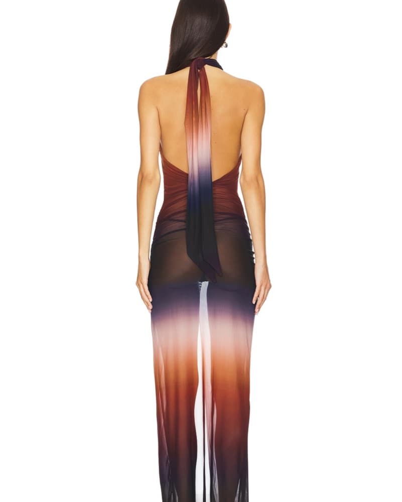 Knotted Halterneck Maxi Dress In Ombre  - Image 2