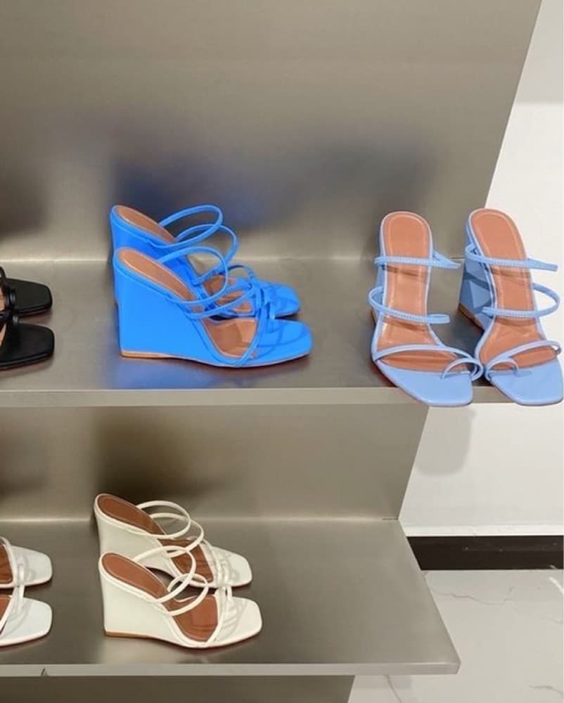 Amina Muaddi Blue Wedge - Image 3