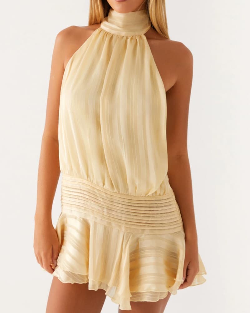 Peppermayo Yellow Open Back Mini Dress - Image 2