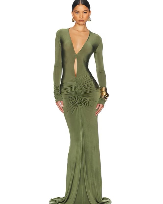 helsa green ruched dress  - Image 1