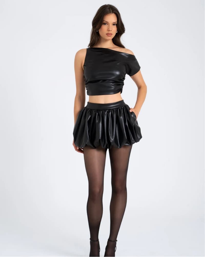 Miss Circle Leather Bubble Skirt  - Image 2