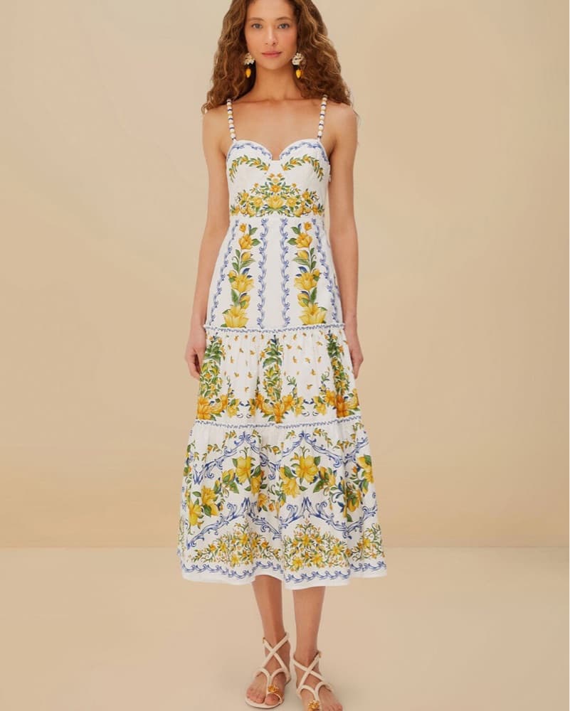 FARM Rio Floral Lemon Midi Dress - Image 1