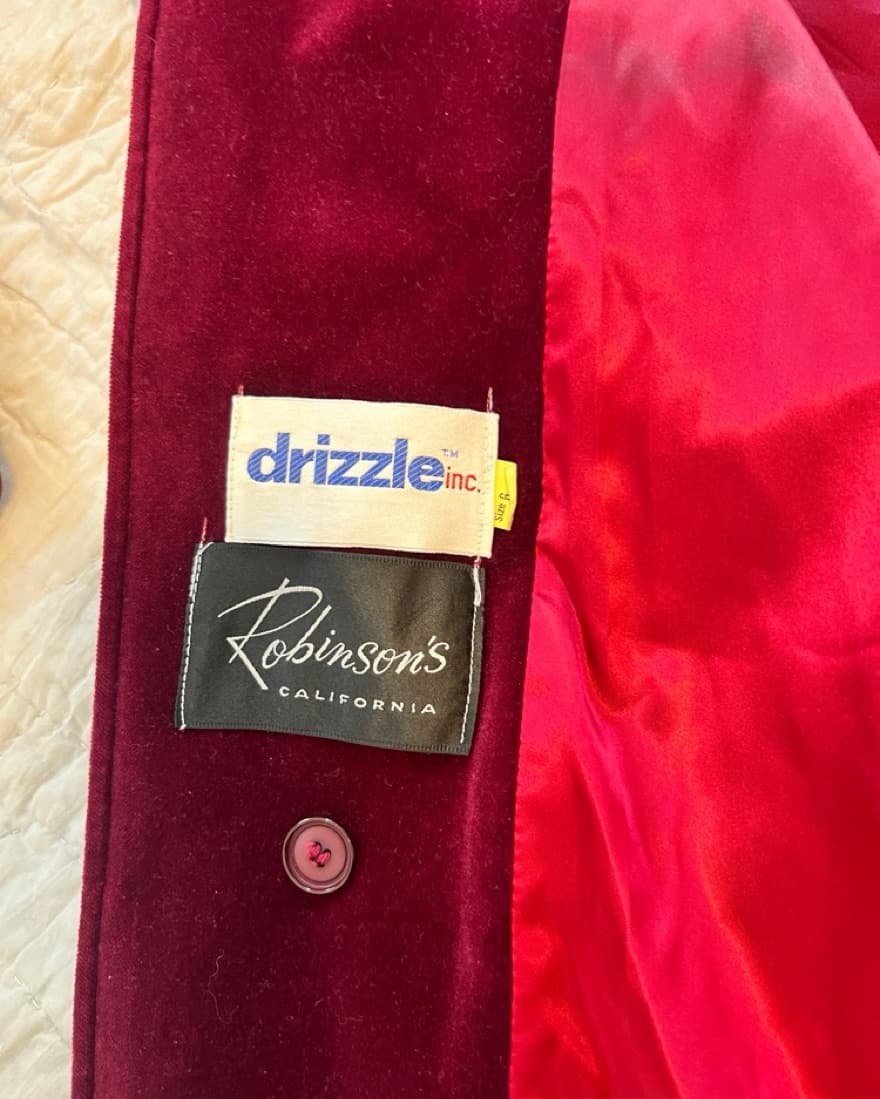 Luxurious Velvet Pea Coat in Radiant Burgundy - Image 2