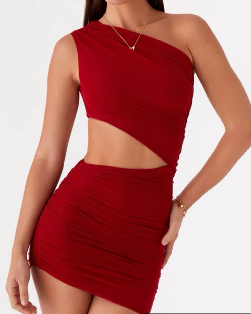 Peppermayo One-Shoulder Red Mini Dress - Image 1