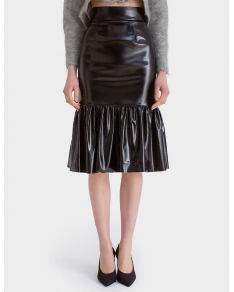 Miu Miu Faux Leather Midi Skirt  - Image 2