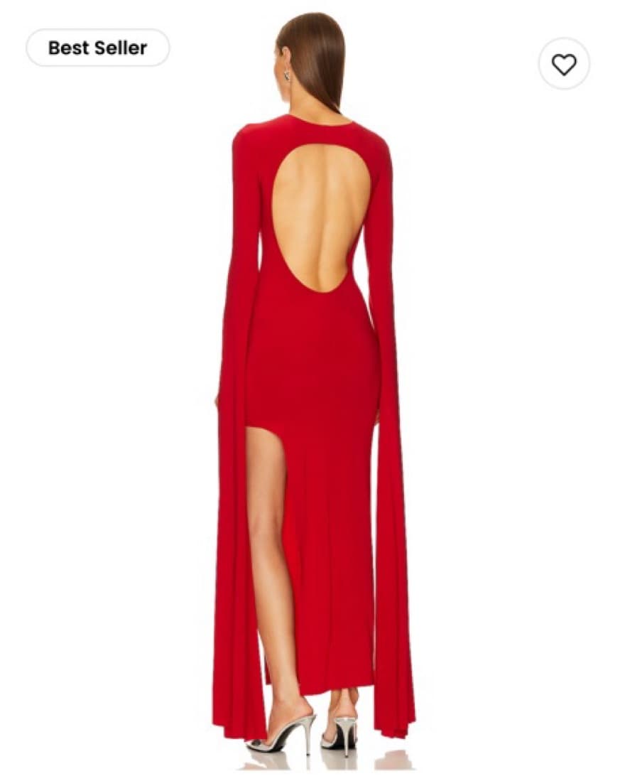Open Back Ribbon Sleeve Wide Slit Gown - Image 4