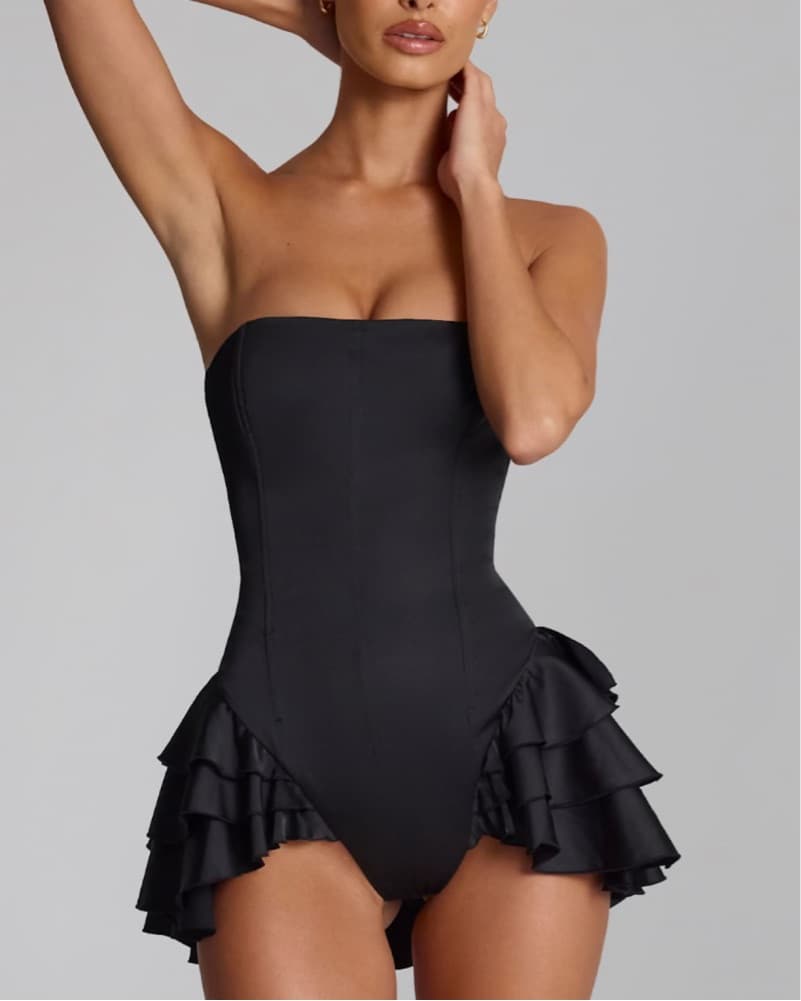 Black Ruffled Romper - Image 1