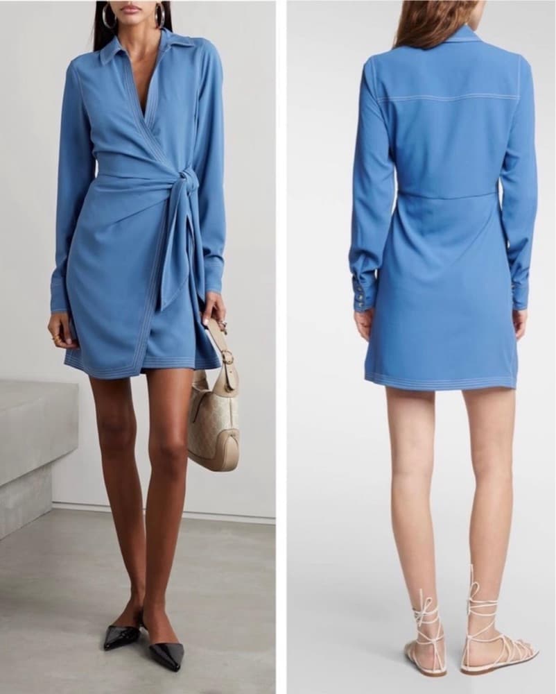 Veronica Beard Chic Blue Wrap Dress - Image 2