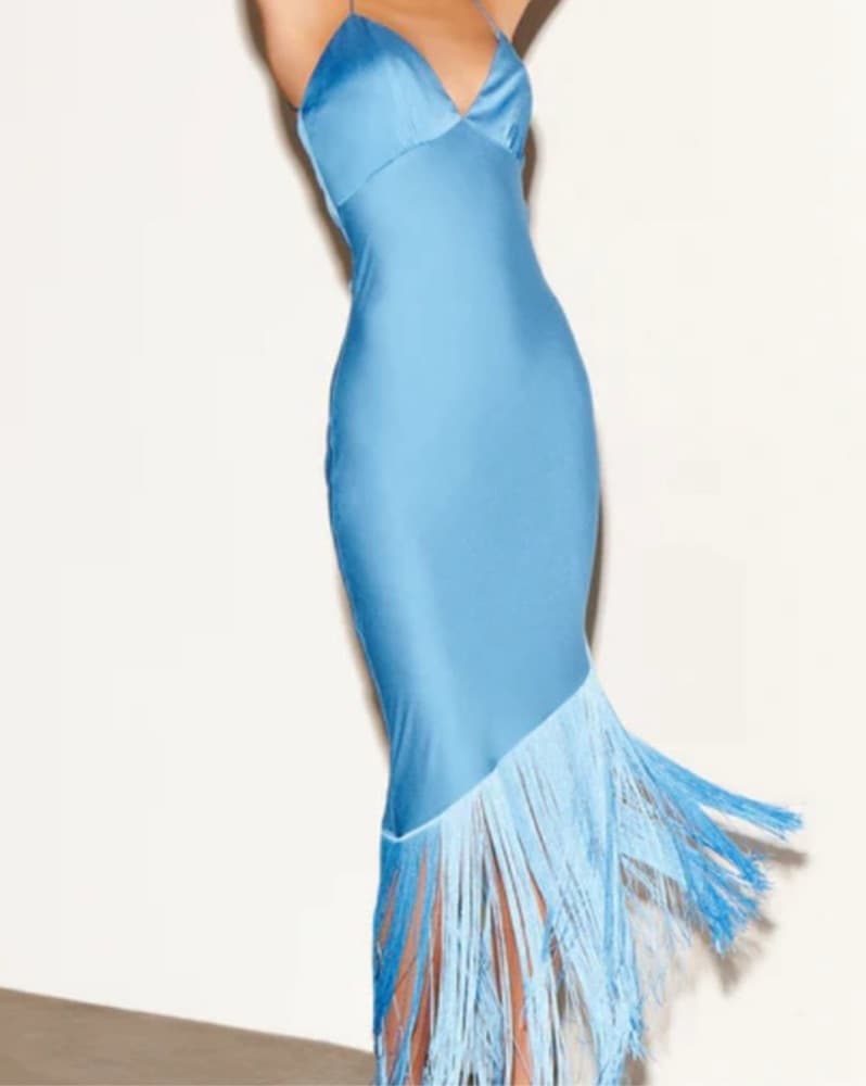 Saylor Haverine Blue Fringe Dress - Image 1