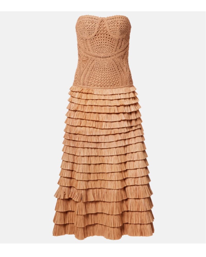Simkhai Raffia Strapless Midi Dress - Image 6