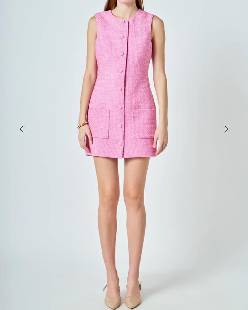 Endless Rose Pink Tweed Dress - Image 1