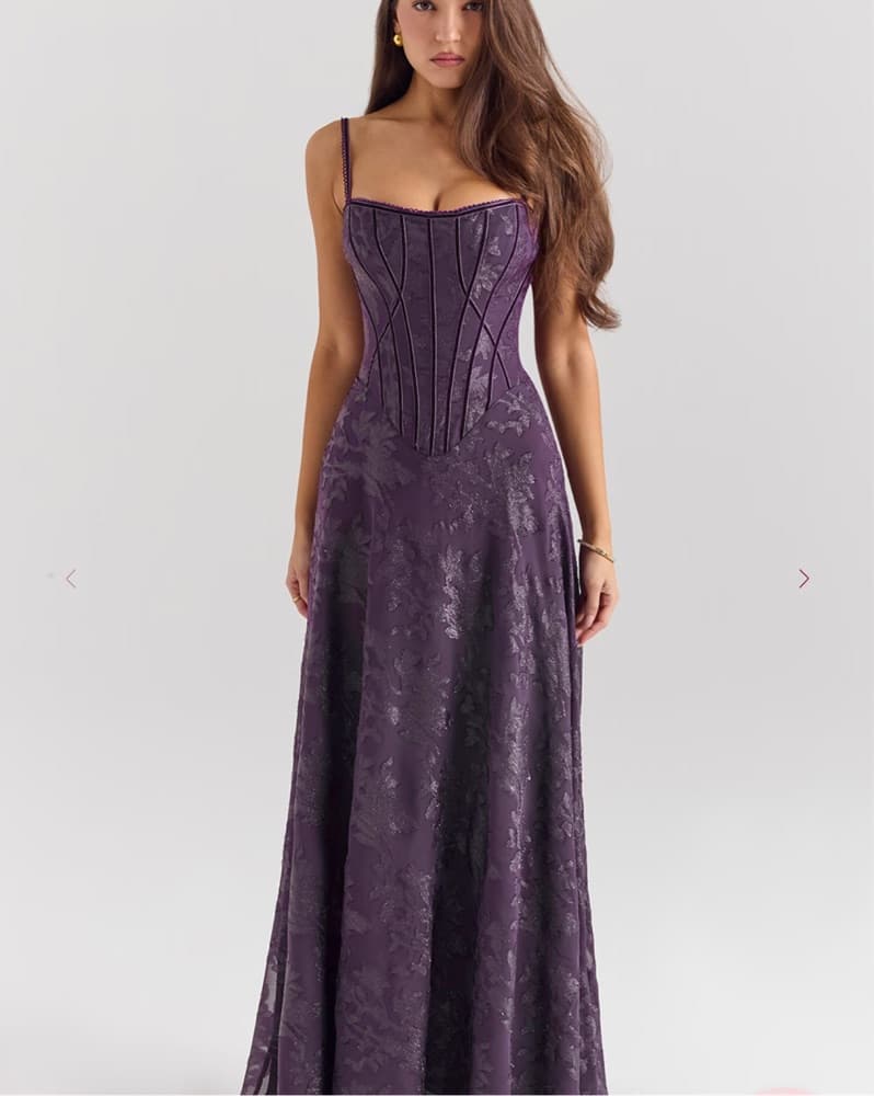 Grape Lurex Chiffon Maxi Dress - Image 1