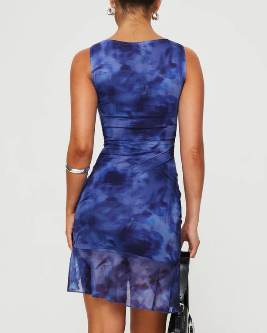 MOLITA RUFFLE HEM DRESS MINI DRESS NAVY - Image 3