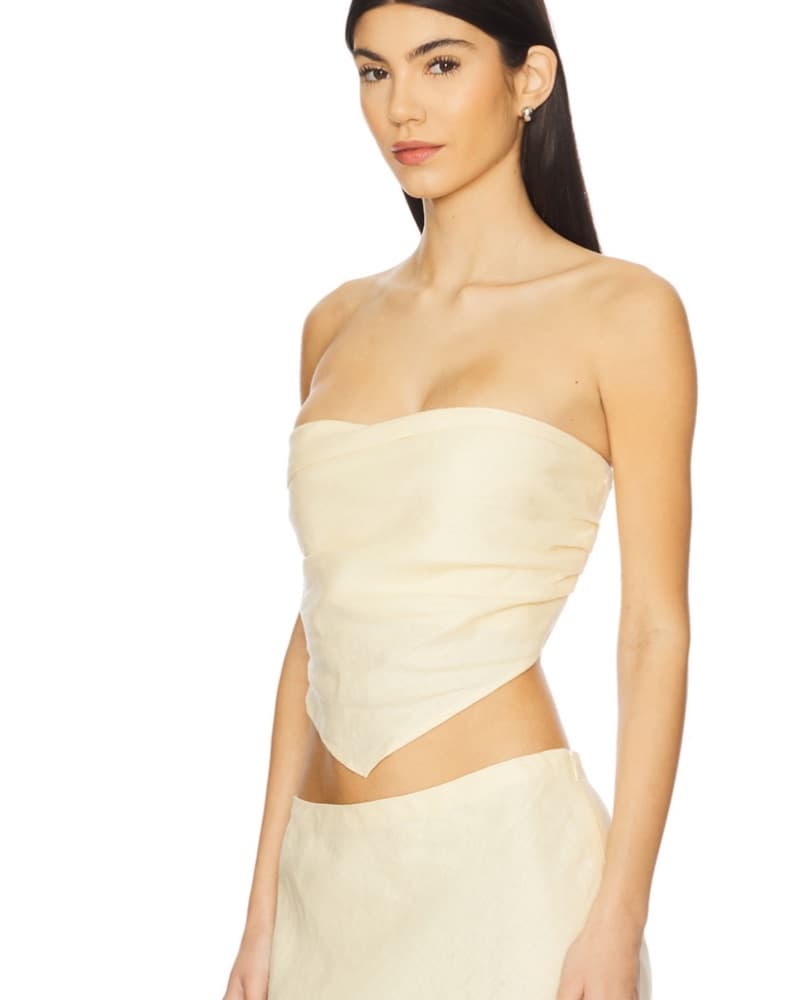Revolve Cream Strapless Crop Top & Maxi Skirt Set - Image 4