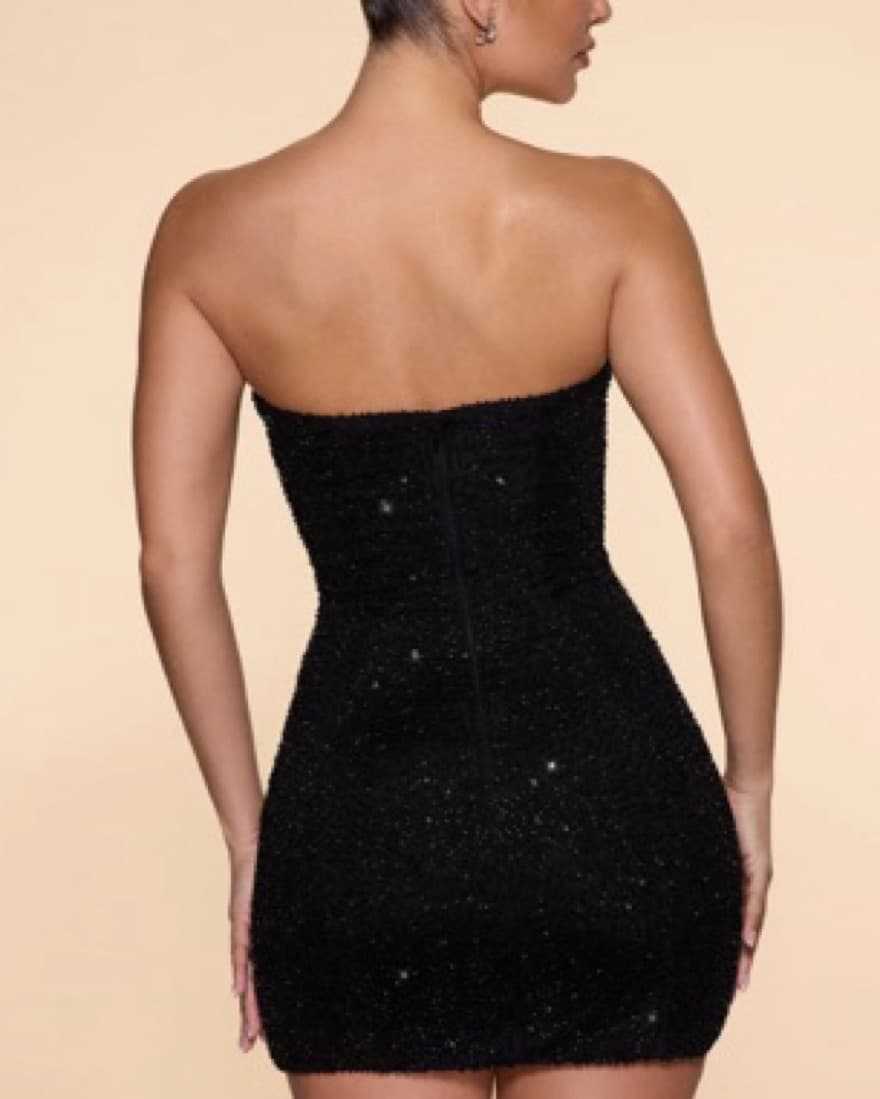 Black Sequin Oh Polly mini dress - Image 2