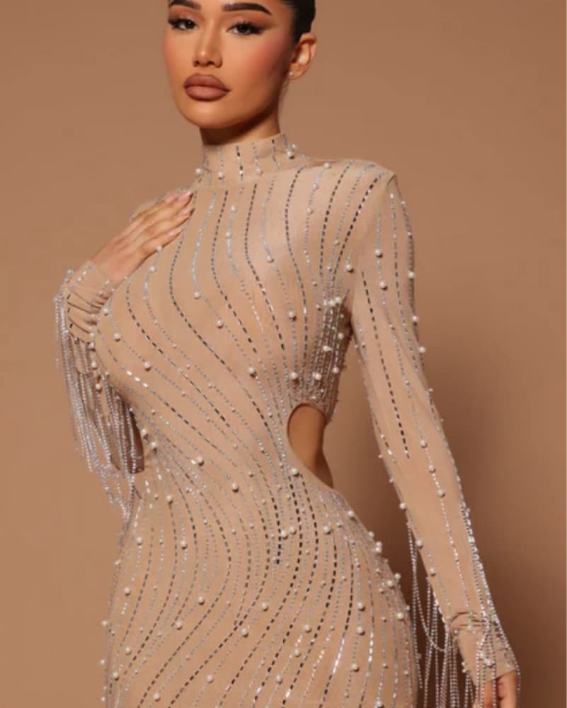 Glamorous Sparkling Embellished Mini Dress - Image 2