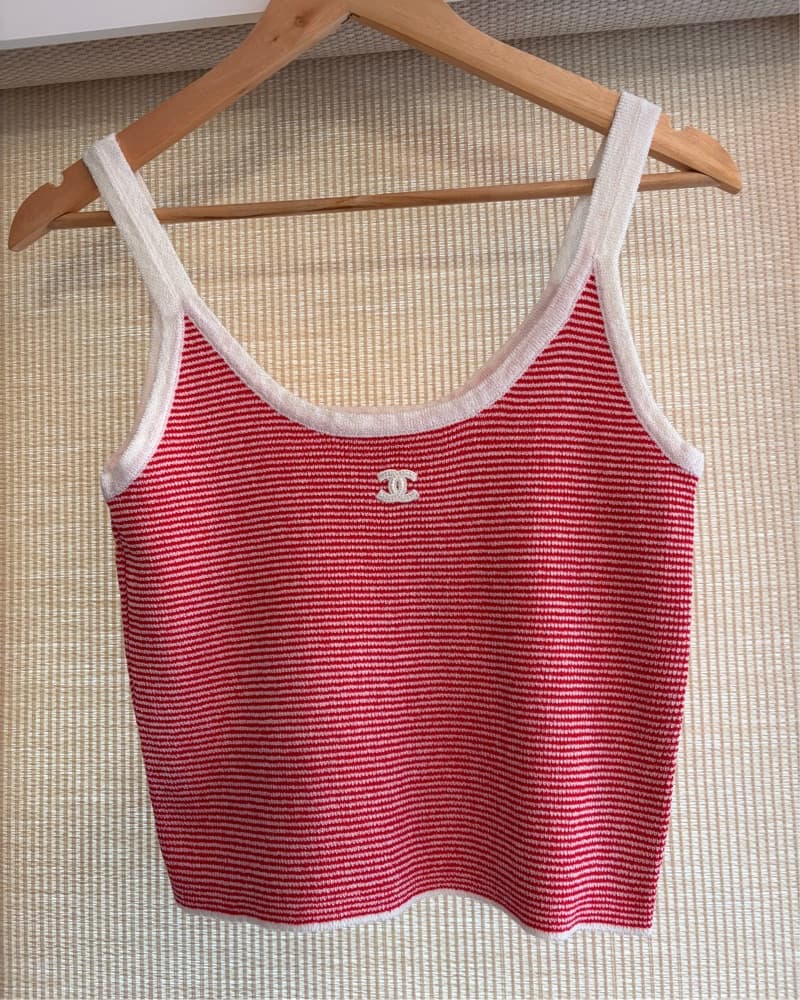 Red And White Chanel Tank Top - Image 5
