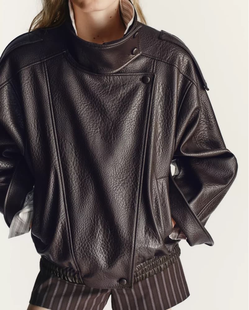 Black Zara Faux Leather Jacket - Image 2