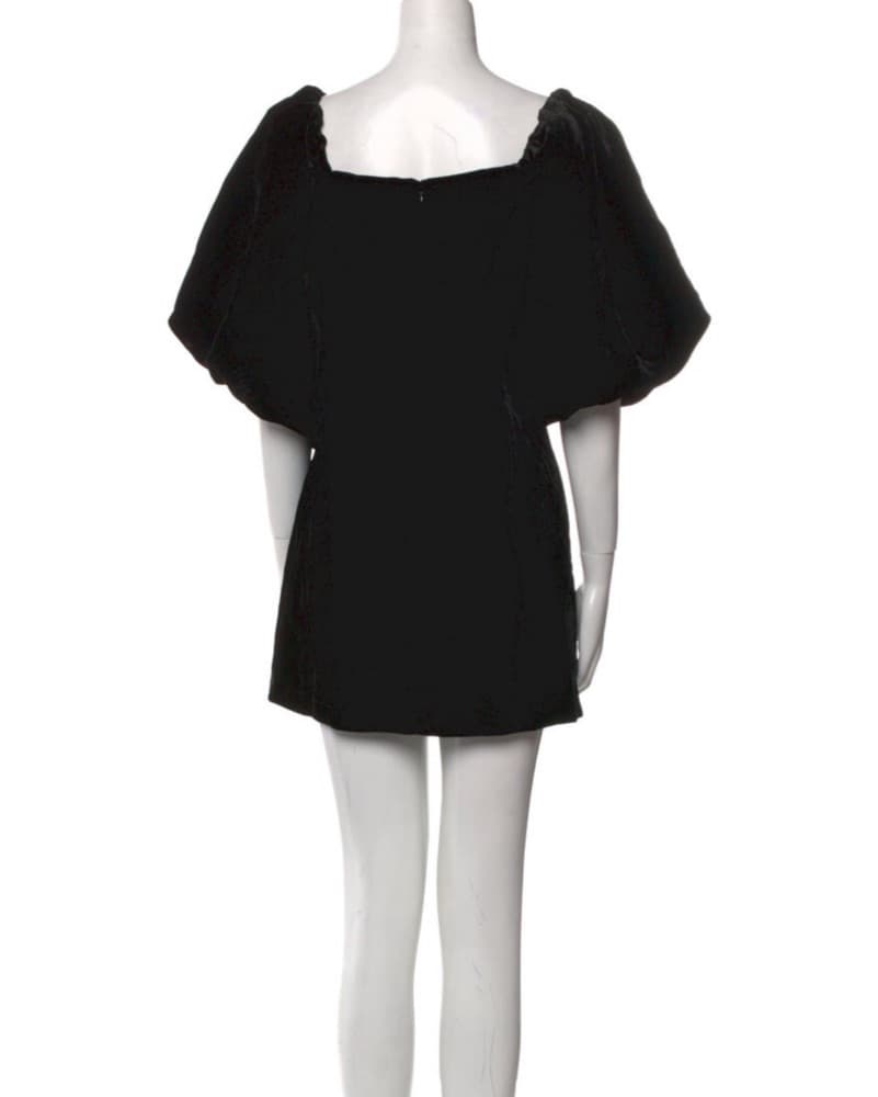 Rhode Black Velvet Puff Sleeve Mini  - Image 3