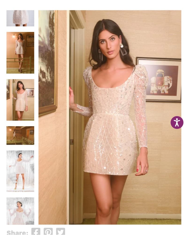 Dazzling Beige Sequin Mini Dress - Image 2