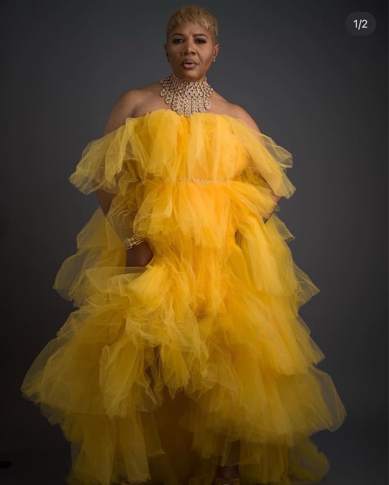 Oyemwen Tiered High Low Tulle Maxi Dress - Image 3
