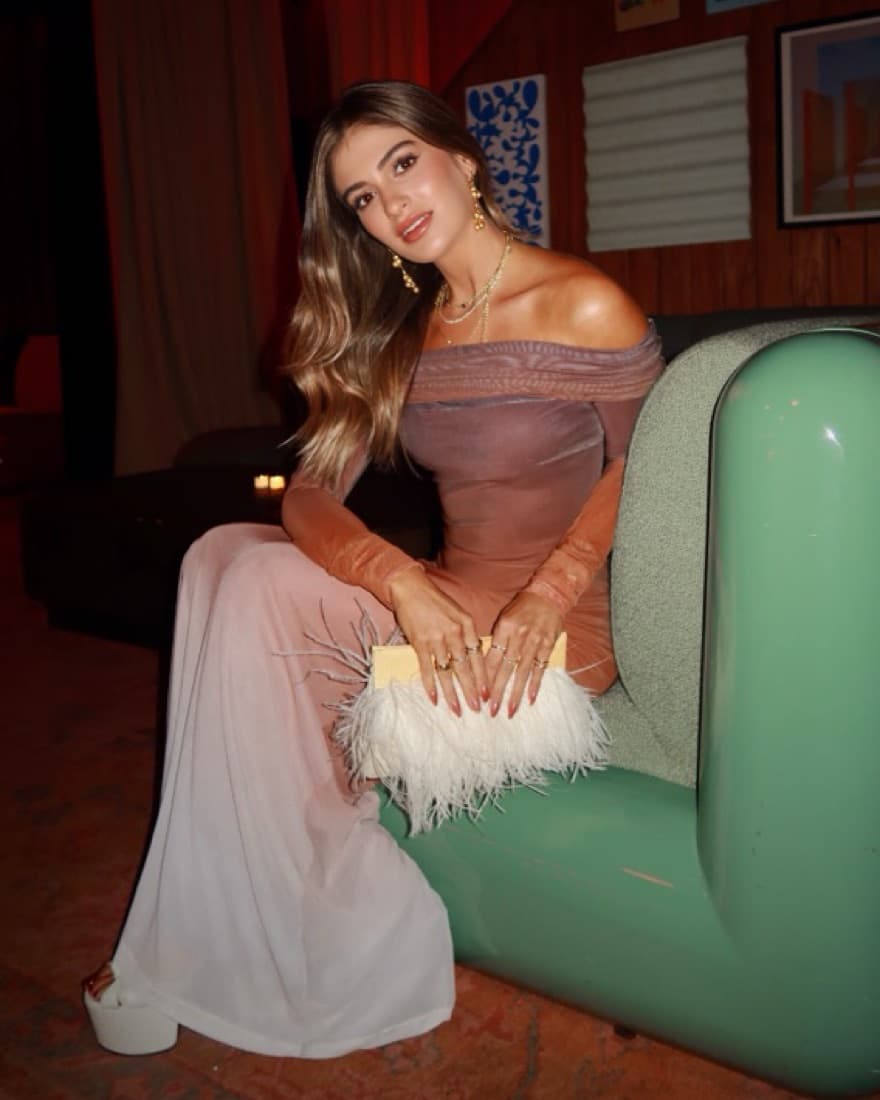 Brown Off-Shoulder Dress - Image 1