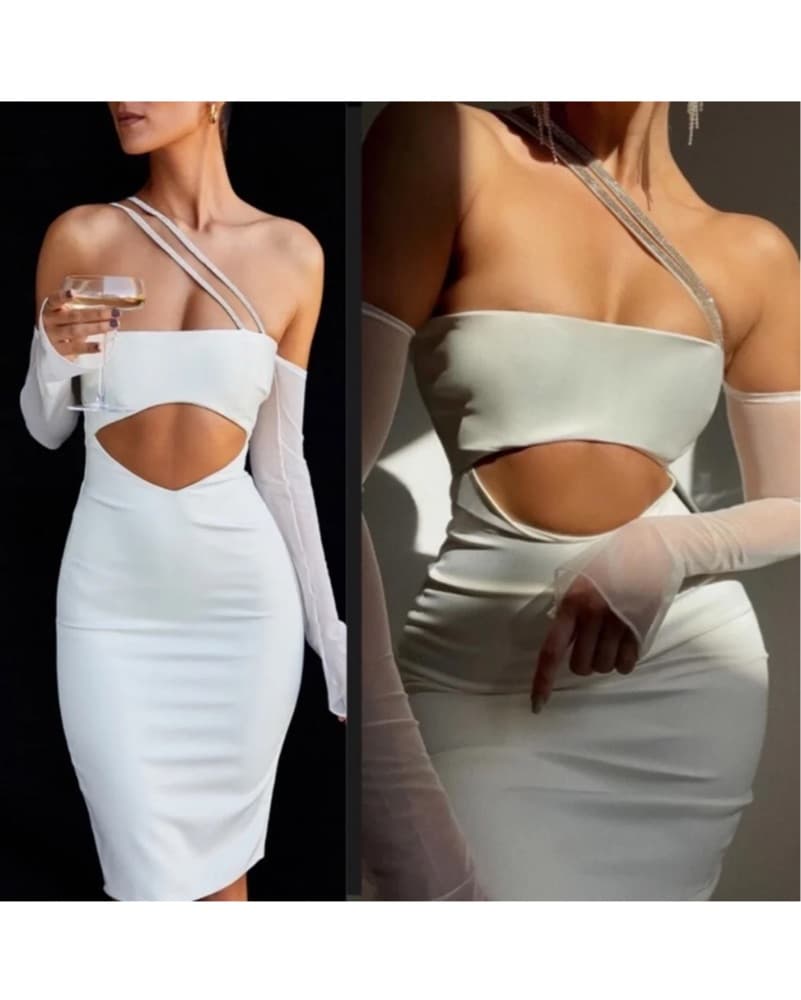 House Of CB Loulou White Dress SMALL - Image 3